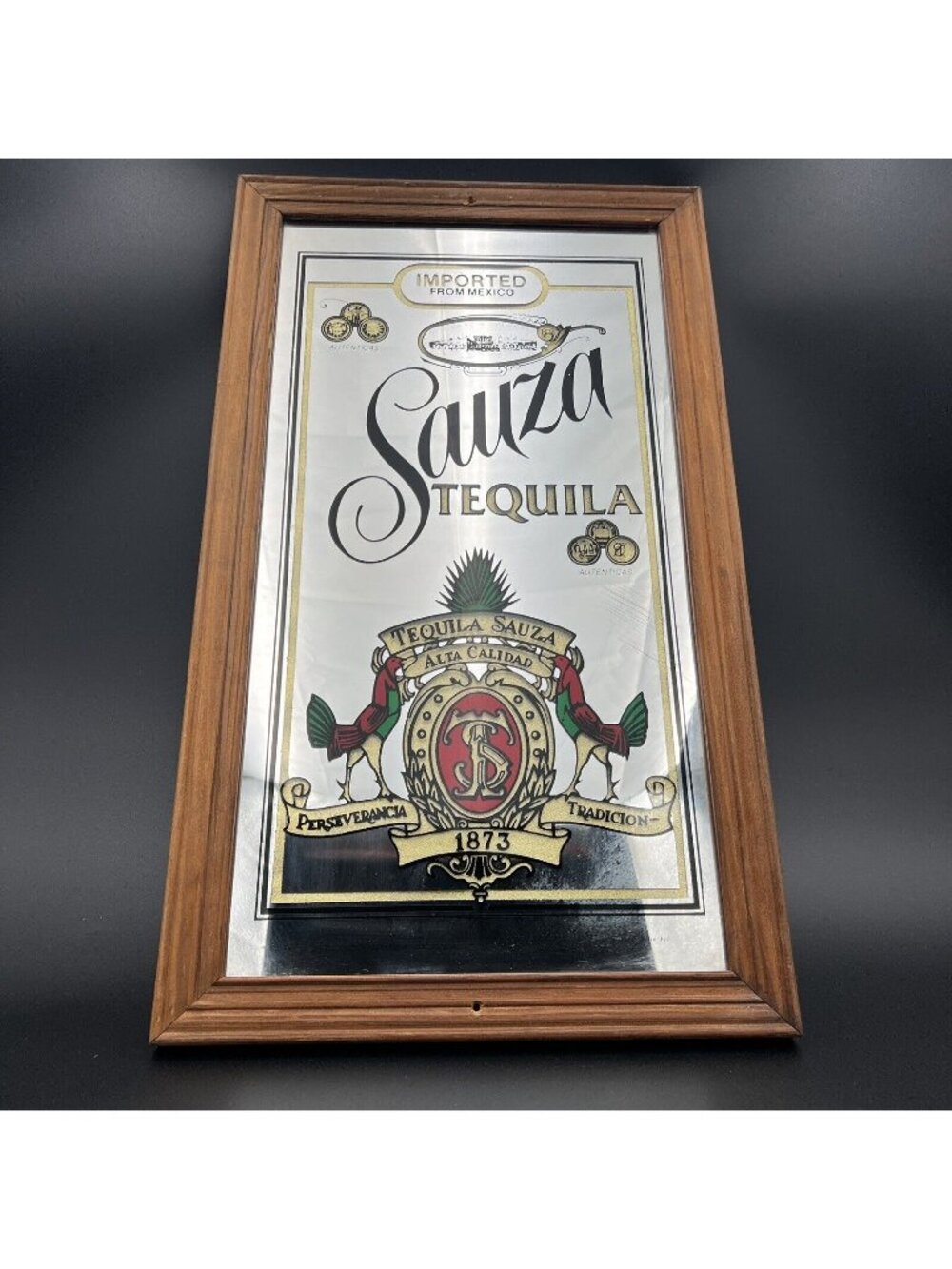 Vintage Sauza Tequila Bar Mirror Framed Man Cave ~13" x 22"